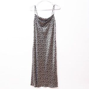 VTG 90s Bebe Black White Floral Slip Dress Whimsigoth Fairy Grunge Goth Small